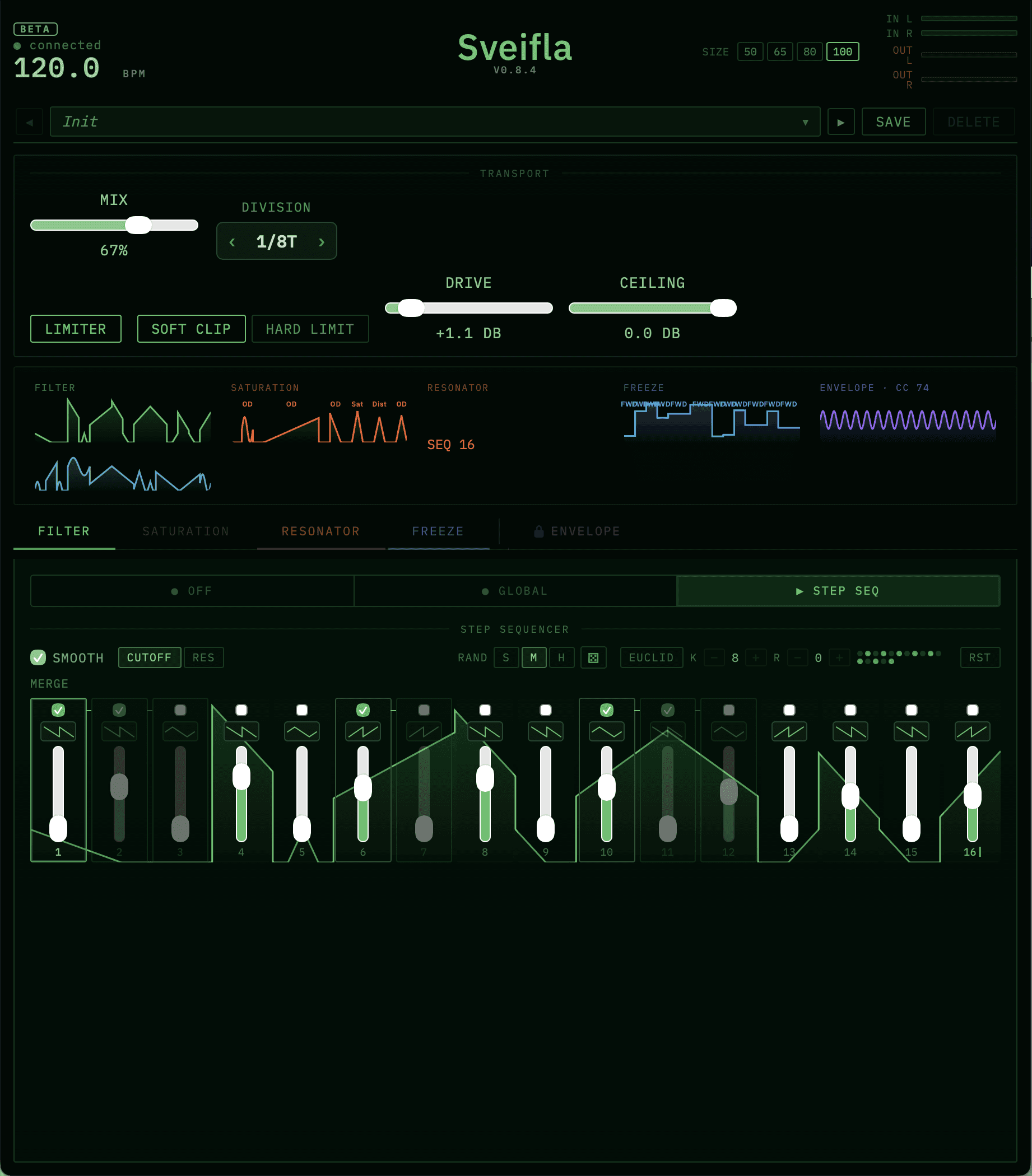 Sveifla multi-effect plugin interface