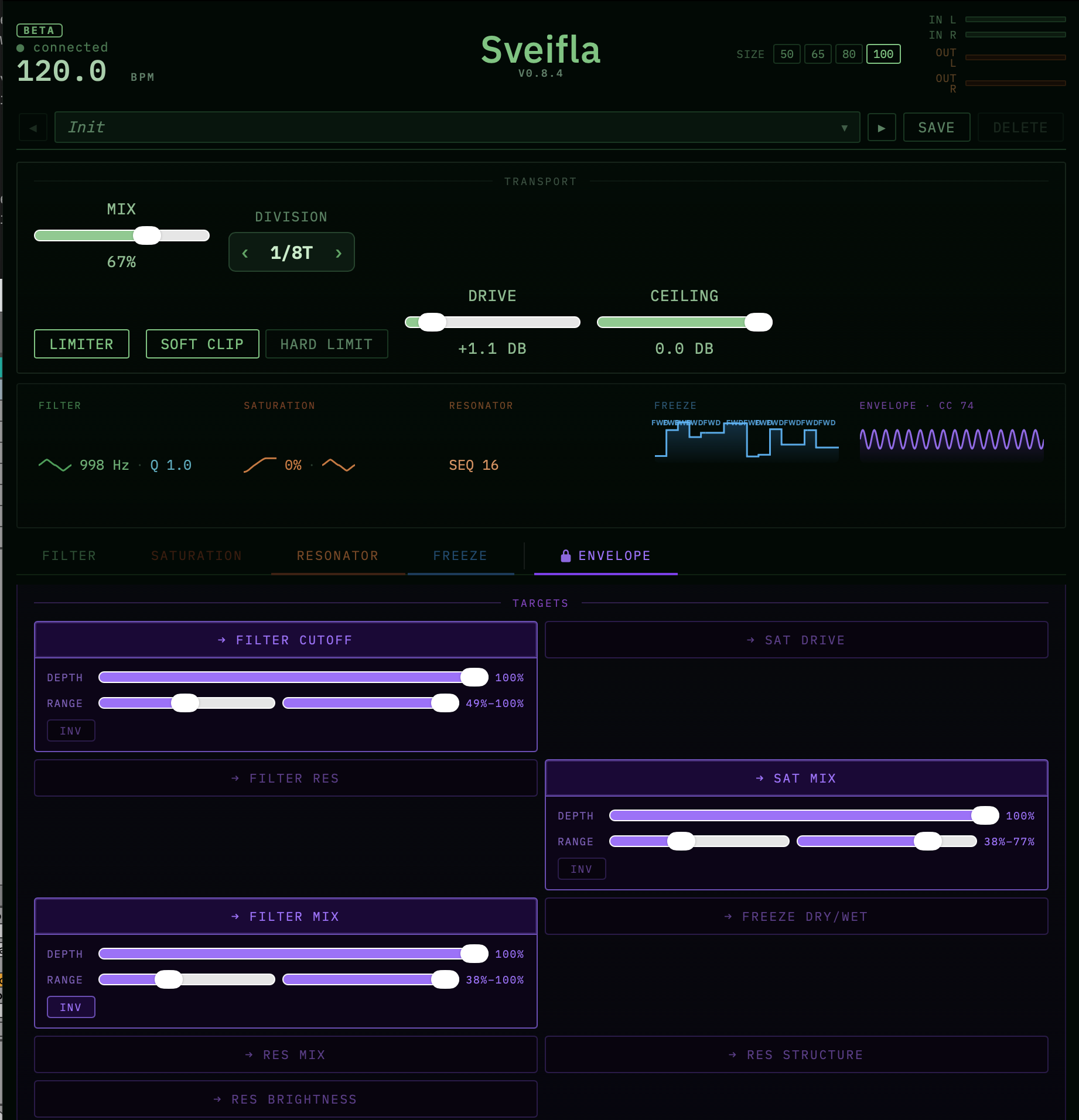 Sveifla freeze controls