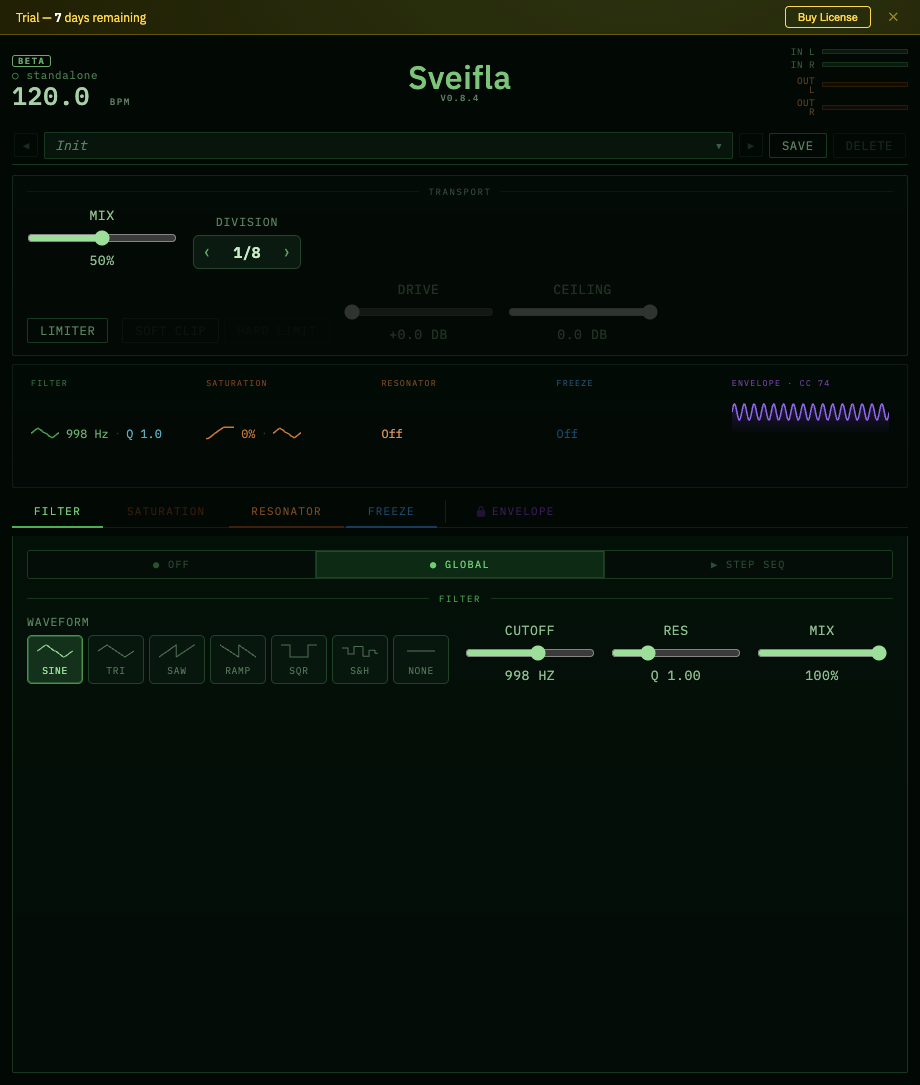 Sveifla interface overview
